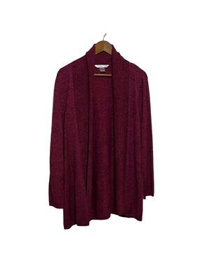 Peter Nygard Open Front Women's Maroon Burgundy Cardigan Sz PL